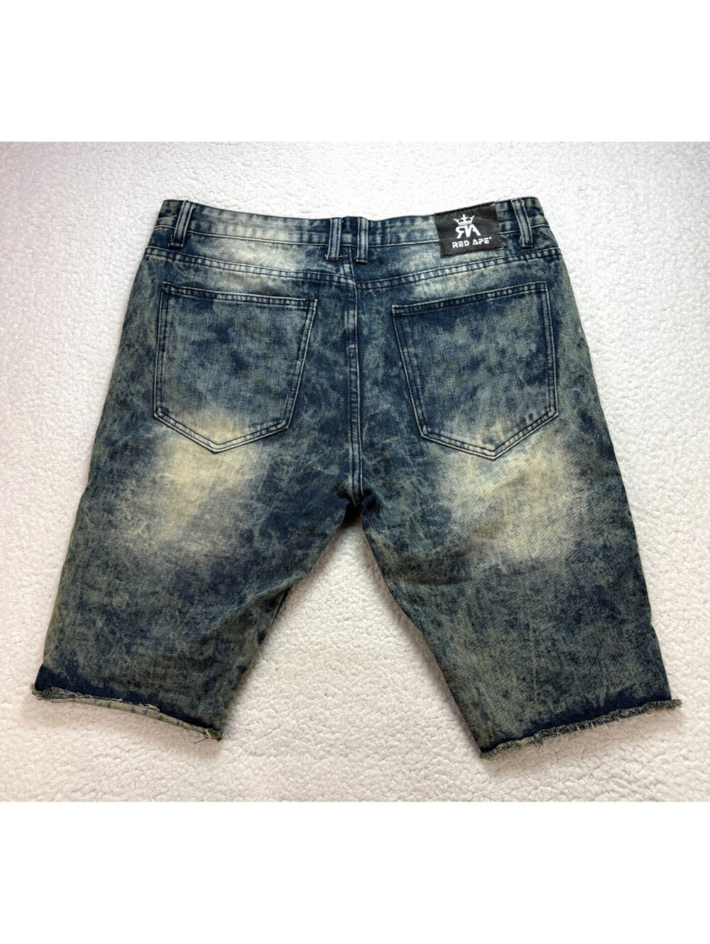 Red Ape Denim Shorts Men's 36 Blue Distressed Y2K Streetwear Hip Hop Style